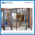 ACG manufacture soundproof double glass thermal break aluminum lowes bi fold doors with screen door